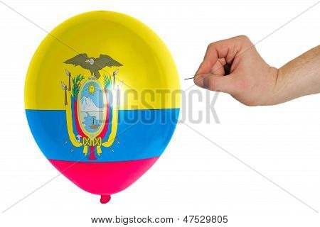 Ekvador Ulusal bayrağı renkli balon patlama