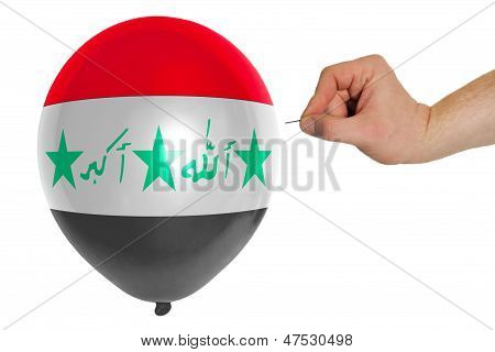 Bursting Balloon Colored In  National Flag Of Iraq