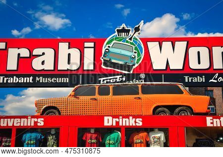 Berlin, Germany - April 30, 2014: Trabant Car. Trabant Museum And Also Renting A Car For A Trabant S
