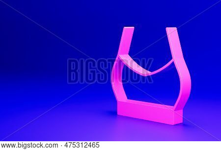 Pink Female Crop Top Icon Isolated On Blue Background. Undershirt. Minimalism Concept. 3d Render Ill