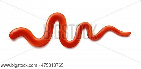 Isolated Ketchup Stain, Red Tomato Sauce Splash Texture. Vector Juicy Stain, Appetizing Food Stroke,