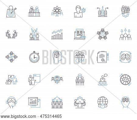Cooperative Teamwork Line Icons Collection. Collaboration, Synergy, Partnership, Unity, Groupwork, C