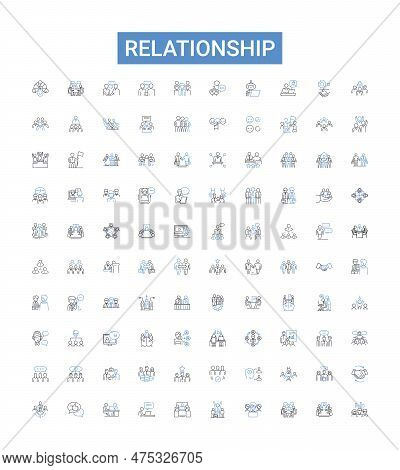 Relationship Outline Icons Collection. Partnership, Friendship, Bonding, Alliance, Linkage, Connecti