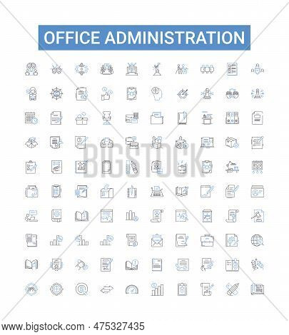 Office Administration Outline Icons Collection. Office, Administration, Management, Clerical, Operat