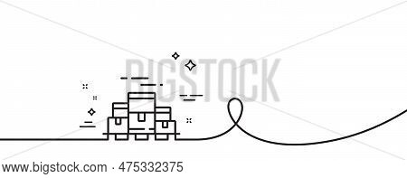 Boxes Pallet Line Icon. Continuous One Line With Curl. Wholesale Goods Sign. Warehouse Inventory Sym