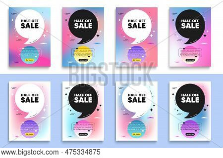 Half Off Sale. Poster Frame With Quote. Special Offer Price Sign. Advertising Discounts Symbol. Half