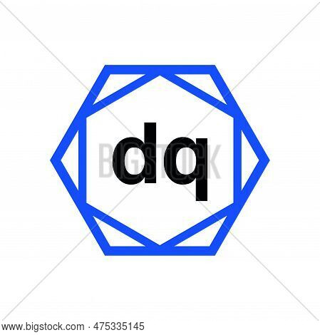 Dq Hexagon Typography Monogram. Dq Lettering Icon.