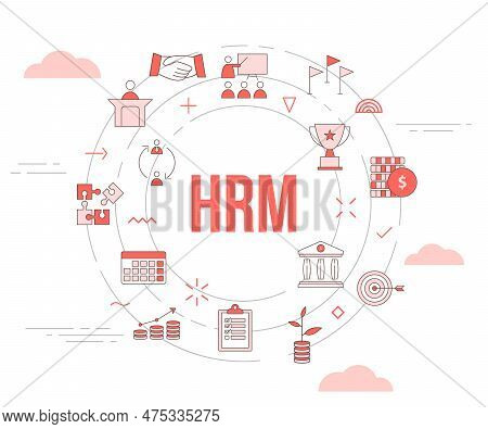 Hrm Human Resource Management Concept With Icon Set Template Banner With Modern Orange Color Style A