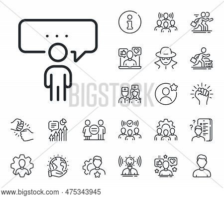 Discussion Or Consultation Sign. Specialist, Doctor And Job Competition Outline Icons. Consulting Bu