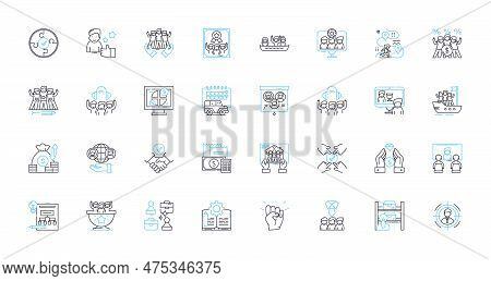 Crew Group Linear Icons Set. Unity, Collaboration, Coherence, Organization, Cohesion, Cooperation, F