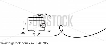 Wallet Line Icon. Continuous One Line With Curl. Send Money Purse Sign. Cash Budget Symbol. Wallet S