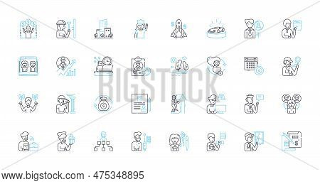 Life Planning Linear Icons Set. Goals, Ambition, Vision, Purpose, Direction, Objective, Aspiration L