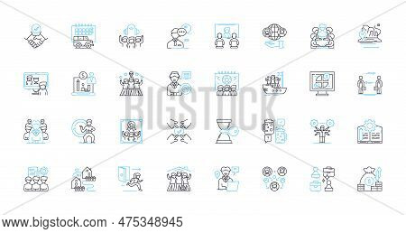 Business Efficiency Linear Icons Set. Streamlining, Optimization, Productivity, Automation, Cost-cut