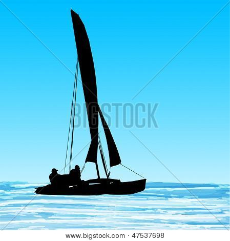 Silhueta de catamarã de vela