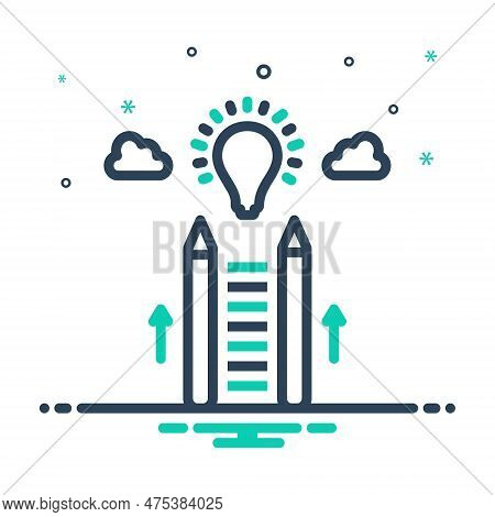 Mix Icon For Learned Education Literate Taught Trained Well-educated Idea Pencil