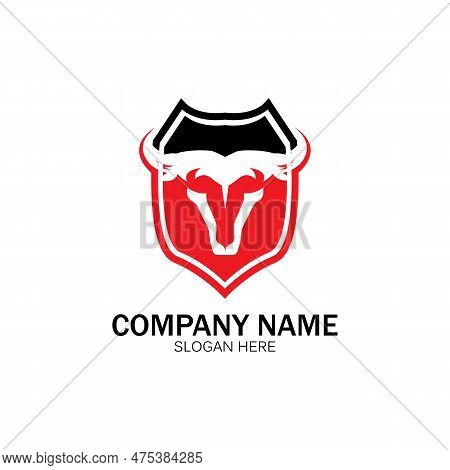 Creative Angry Shield Bull Head Logo Design Symbol Vector Illustration-vector