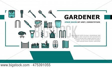 Garden Tool Shovel Rake Landing Web Page Vector. Agriculture Equipment, Plant Tool, Farm Nature, Pot