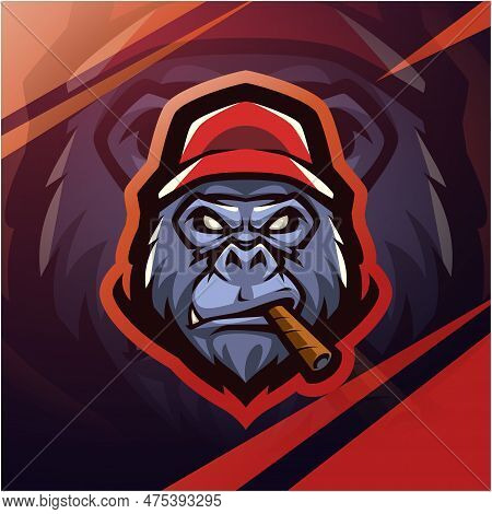 Kingkong Head Esport Mascot Logo Design With Text