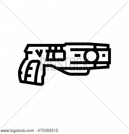 Taser Weapon Military Line Icon Vector. Taser Weapon Military Sign. Isolated Contour Symbol Black Il