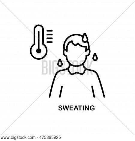 Sweating Line Icon. Person, Profile, Drops, Wet. Health Care Concept. Can Be Used For Topics Like Fi