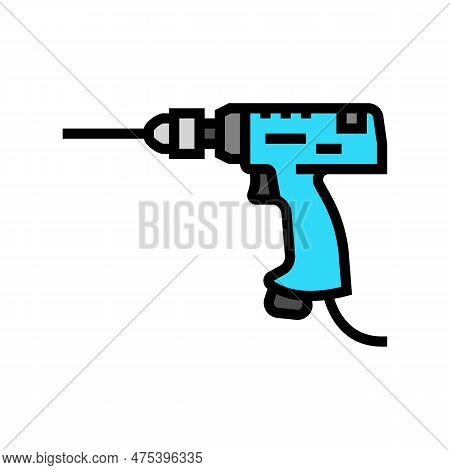 Pneumatic Drill Tool Work Color Icon Vector. Pneumatic Drill Tool Work Sign. Isolated Symbol Illustr