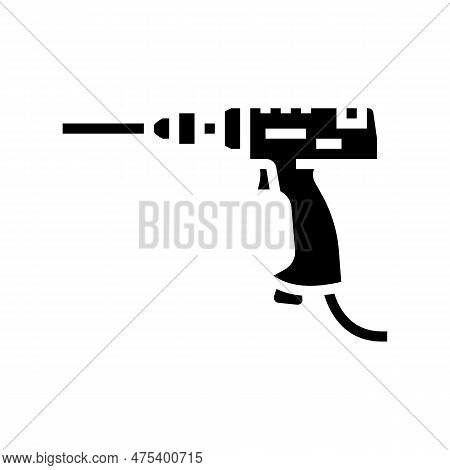 Pneumatic Drill Tool Work Glyph Icon Vector. Pneumatic Drill Tool Work Sign. Isolated Symbol Illustr