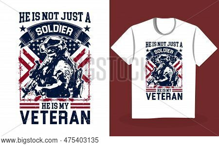 Usa Veteran T Shirt Design Vintage With An Army Soldier Gun In Hand And Usa Flag As Main Vector
