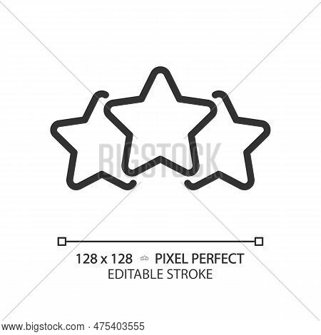 Three Stars Pixel Perfect Linear Icon. Product And Service Rating. Positive Ranking. Customer Opinio