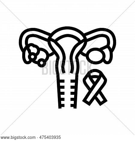 Endometrial Cancer Line Icon Vector. Endometrial Cancer Sign. Isolated Contour Symbol Black Illustra