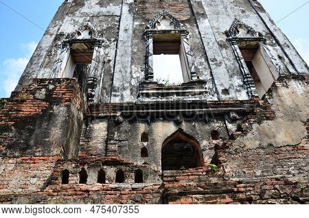 Ancient Ruins Buildings And Antique Architecture Of King Narai Ratchaniwet Palace For Thai People An
