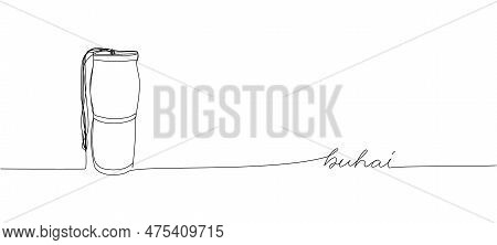 Drum, Buhai One Line Art. Continuous Line Drawing Of Ukrainian Folk Percussion Instrument, Drum, Dru
