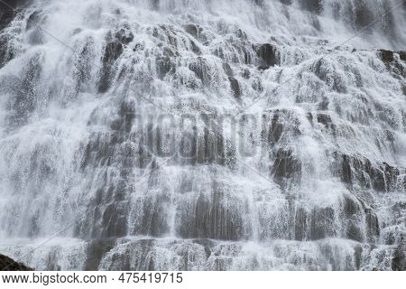Water Water Texture From Huge Waterfall. Powerful Mountain River Background. Beautiful Pure Nature I