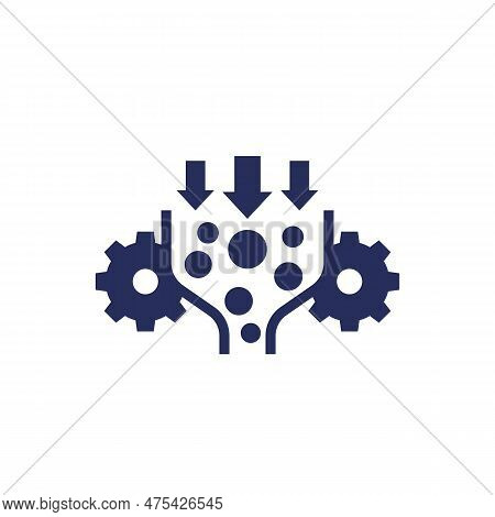 Bottleneck Analysis Icon With Gears On White
