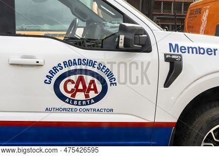 Calgary, Alberta, Canada. Apr 26, 2023. A Caa Truck, With The Text: Carr's Roadside Service, Authori