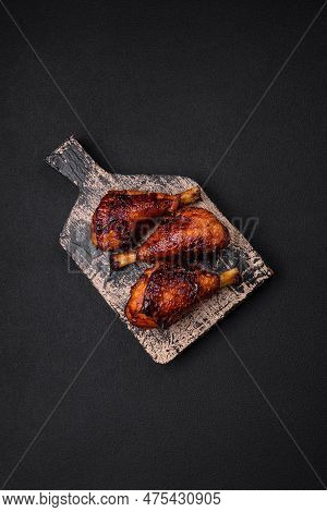 Delicious Grilled Chicken Legs With Spices And Herbs In Teriyaki Sauce
