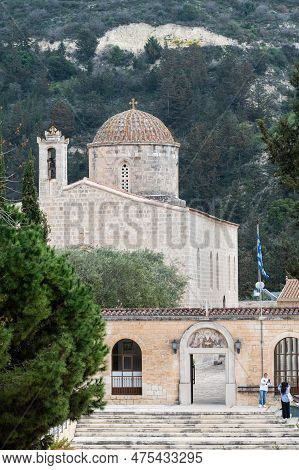 Susuz, Cyprus - March 27, 2023 - Building And Site Of The Saint Neophytos Monastery
