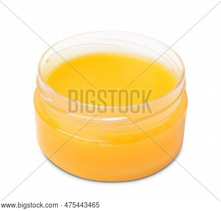 Open Jar Of Petrolatum Isolated On White