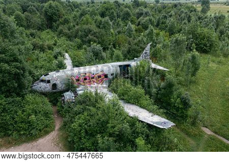 Zeljava, Croatia - May 28, 2021: Zeljava Air Base In Croatia And Abandoned Douglas C-47 Airplane On 