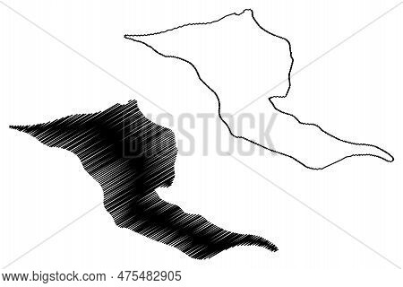 Lake Suraj Tal (republic Of India) Map Vector Illustration, Scribble Sketch Tso Kamtsi Or Surya Tal 