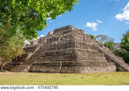 Ancient Mayan Ruins Of Chacchoben In The Jungle Near The Cruise Terminal At Costa Maya.