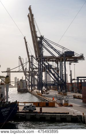 Cartagena, Columbia - March 31, 2023: Shipping And Port Facilities At Caragena, Columbia.