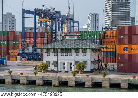 Cartagena, Columbia - March 31, 2023: Shipping And Port Facilities At Caragena, Columbia.