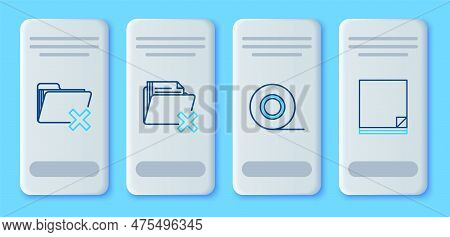 Set Line Delete Folder, Scotch, And File Document Icon. Vector
