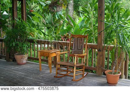 Old Rocking Chair That Invites You To Remember Sweet Memories, Dreams And Rest.