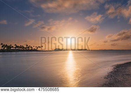 Beautiful Colorful Sunrise At Tropical Island On Maldives In Indian Ocean. Crossroads Maldives, Saii