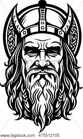Beautiful And Powerful Viking Emblem Art Vector