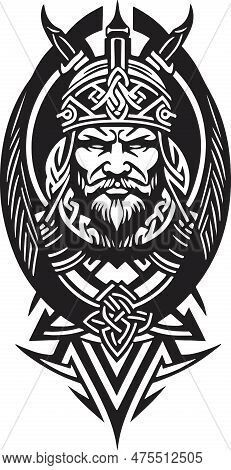 Great And Powerful Viking Emblem Art Vector