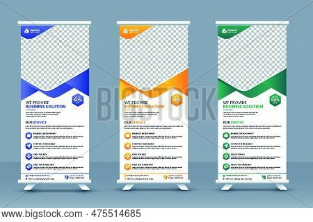 Business Roll Up Banner Template And Marketing Agency Standee Banner Layout Or Corporate Conference 