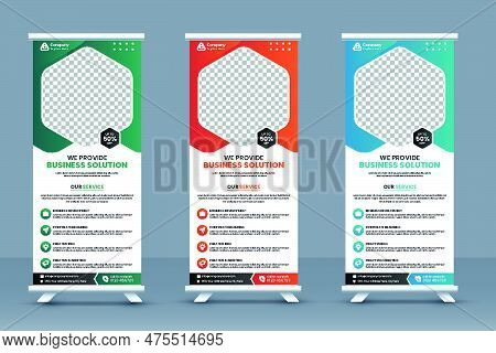 Business Roll Up Banner Template And Marketing Agency Standee Banner Layout Or Corporate Conference 