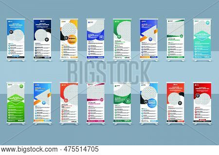 Business Roll Up Banner Template And Marketing Agency Standee Banner Layout Or Corporate Conference 